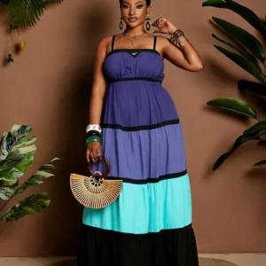 Women's Plus Size Striped Knit Maxi Dress Summer Sleeveless Boho Dresses Long Vacation Sundress - Image 4