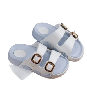 Slippers female height increase lazy round head double buckle with beach wear Birkencool slippers one pedal shoes new - Image 5