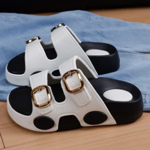 Slippers female height increase lazy round head double buckle with beach wear Birkencool slippers one pedal shoes new - Image 6
