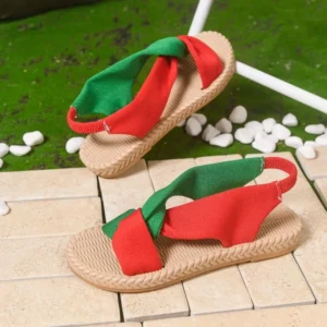 Summer Women Flat Sandals 2026 New Fashion Two Tone Embroidery Open Toe Female Shoes with Trendy Cross Shaped Casual Sandals - Image 6