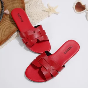 H Style Women Trendy Slippers Classic Flat Slides Wide Strap Comfortable Lightweight Casual Beach Sandals for Girl Outdoor Daily - Image 6