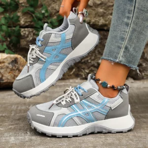 Women's Thick Soled Mesh Breathable Lightweight Sports Shoes Fashionable Lace Up Casual Sports Running Vulcanized Women Sneakers - Image 1