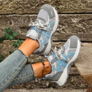 Women's Thick Soled Mesh Breathable Lightweight Sports Shoes Fashionable Lace Up Casual Sports Running Vulcanized Women Sneakers - Image 5