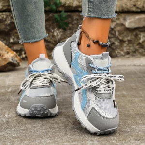 Women's Thick Soled Mesh Breathable Lightweight Sports Shoes Fashionable Lace Up Casual Sports Running Vulcanized Women Sneakers - Image 4
