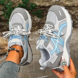 Women's Thick Soled Mesh Breathable Lightweight Sports Shoes Fashionable Lace Up Casual Sports Running Vulcanized Women Sneakers - Image 3