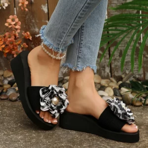 Fashion Leopard Print Wedges Sandals Women Lightweight Thick Sole Beach Slippers Woman Plus Size 42 Non Slip Summer Sandles - Image 2