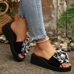 Fashion Leopard Print Wedges Sandals Women Lightweight Thick Sole Beach Slippers Woman Plus Size 42 Non Slip Summer Sandles - Image 3