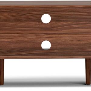TV Stand with Fluted Doors for TVs up to 65", Mid-Century, Walnut | 54.3"W x 15.3"D x 19.6"H, 150 lbs capacity, 2 fluted door cabinets & 2 adjustable shelves, cable holes, 5 tapered legs - Image 3