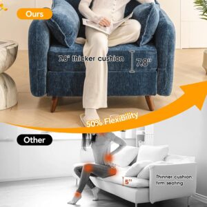 Rexulqo Oversized Accent Chair with Seats Storage,Comfy Living Room Chairs with 2 Throw Pillow,Upholstered Mid-Century Armchair,24.5'' Deep Seat,Big Reading Chair for Bedroom,Office,Chenille,Blue - Image 5