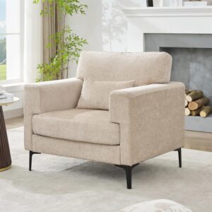 versized Accent Chair Armchair Set of 2 with Metal Legs Comfy Chenille Arm Chair and a Half,Modern Century Single Sofa Extra Large Reading Club Chairs for Living Room,Bedroom,Brown - Image 4