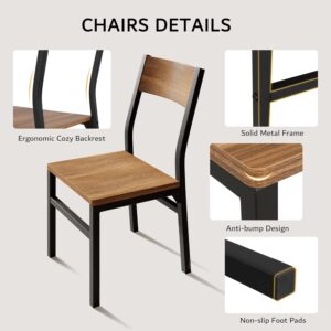 7-Piece Dining Table Set with 6 Chairs, 63" Extendable Kitchen Table & Chairs Set for 4-6, Dining RoomTable with Solid Metal Frame & MDF Board, Perfect for Small Space, Easy Assembly, Walnut - Image 4