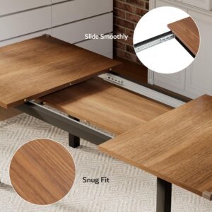7-Piece Dining Table Set with 6 Chairs, 63" Extendable Kitchen Table & Chairs Set for 4-6, Dining RoomTable with Solid Metal Frame & MDF Board, Perfect for Small Space, Easy Assembly, Walnut - Image 5