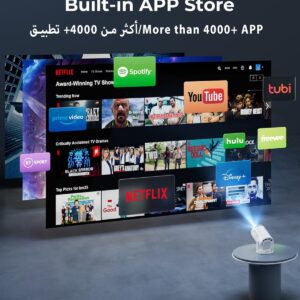 New Upgraded HY300 Pro+ Mini Projector with WiFi and Bluetooth Built in Apps, Smart Portable Projector with 180° Rotation, Auto Keystone, Support 4K, Compatible with HDMI/USB/TV Stick/phone/Laptop - Image 2