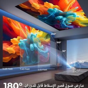New Upgraded HY300 Pro+ Mini Projector with WiFi and Bluetooth Built in Apps, Smart Portable Projector with 180° Rotation, Auto Keystone, Support 4K, Compatible with HDMI/USB/TV Stick/phone/Laptop - Image 3