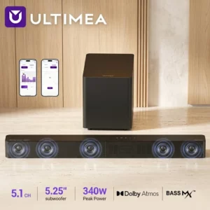 ULTIMEA 340W 5.1ch Soundbar with Dolby Atmos, Home Theater Sound System for Smart TV with 5.25" Wired Subwoofer & APP Control - Image 1
