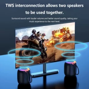 Lenovo Mini Bluetooth Speaker Waterproof Wireless Subwoofer Speaker with Rhythmic LED Lights Portable Lanyard For Outdoor Party - Image 2