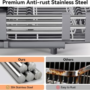 Urackify Extendable Stainless Dish Drying Rack for Kitchen Counter, Gray | 13.78"W x 18.7"L, Foldable Drainboard for Space Saving, Knife and Utensil Holder, Fast-draining Spout - Image 3