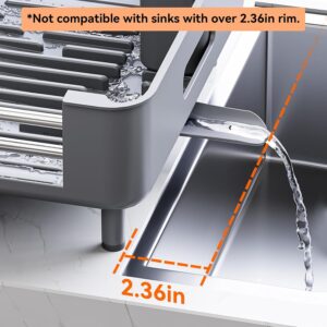 Urackify Extendable Stainless Dish Drying Rack for Kitchen Counter, Gray | 13.78"W x 18.7"L, Foldable Drainboard for Space Saving, Knife and Utensil Holder, Fast-draining Spout - Image 4