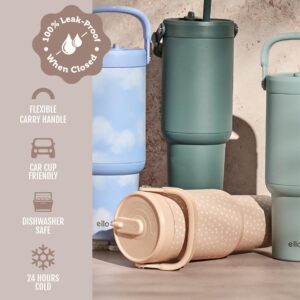 Ello Oasis Go+ 26oz Insulated Stainless Steel Tumbler with Straw, Wild Dot | Insulated stainless steel cup with top handle, retracting straw, leakproof lid, 24 hours cold, & cupholder fit for travel - Image 5