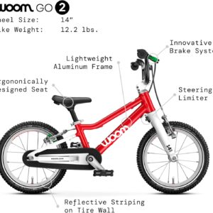 woom GO 2 Bicycle for Children 3 to 4.5 Years Old, 14-Inch Lightweight Bike with Handbrake, Steering Limiter & Chainguard for Boys & Girls - Image 6