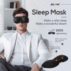 MLVOC Airplane Travel Neck Pillow for Sleeping, 3D-Eye Mask & Earplugs Kit | 3-in-1 Travel Kit, Eye Mask + Earplugs, Curved Neck & Chin Support, Rope Lock Fit, Memory Foam Keeps It’s Shape - Image 3