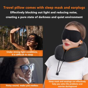 MLVOC Airplane Travel Neck Pillow for Sleeping, 3D-Eye Mask & Earplugs Kit | 3-in-1 Travel Kit, Eye Mask + Earplugs, Curved Neck & Chin Support, Rope Lock Fit, Memory Foam Keeps It’s Shape - Image 7