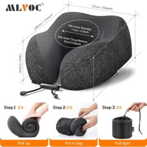 MLVOC Airplane Travel Neck Pillow for Sleeping, 3D-Eye Mask & Earplugs Kit | 3-in-1 Travel Kit, Eye Mask + Earplugs, Curved Neck & Chin Support, Rope Lock Fit, Memory Foam Keeps It’s Shape - Image 9