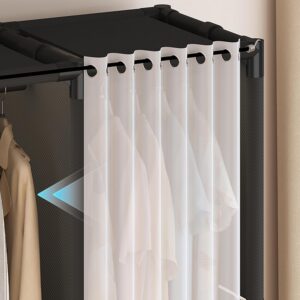 Portable Closet with Drawers 27.5"L x 17.7"W x 65.1"H Wardrobe Closet Black | Portable Closet for Hanging Clothes Japanese Style Portable Wardrobe Closet for Bedroom with Hanging and Shelves and Drawers - Image 2