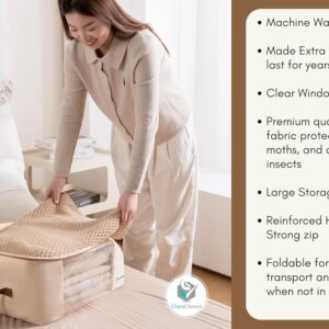 Canvas Storage Bags Designer Organizer for Clothing 2 Pack – Clothes Organizers for sweaters, clothing, garment, bedding, quilt, linens, large bag with zip & window, mothproof - Image 6