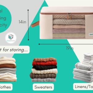 Canvas Storage Bags Designer Organizer for Clothing 2 Pack – Clothes Organizers for sweaters, clothing, garment, bedding, quilt, linens, large bag with zip & window, mothproof - Image 8