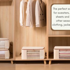 Canvas Storage Bags Designer Organizer for Clothing 2 Pack – Clothes Organizers for sweaters, clothing, garment, bedding, quilt, linens, large bag with zip & window, mothproof - Image 9