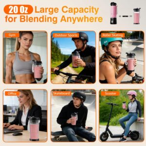 Personal Size Portable Blender Make Smoothies - 20oz Powerful Mini Blender | Small Blender with Large Capacity BPA-Free Juice Cup, Leak-proof Travel Lid, Freshly Squeezed in Gym/Picnic/Office/Home - Image 2