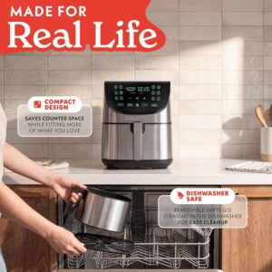 Gourmia Air Fryer - 8 Qt Extra Large Capacity, FryForce360º, Digital Display with 12 Presets, Roast, Bake, Broil, Dehydrate, Dishwasher Safe Accessories, Stainless Steel - Image 5