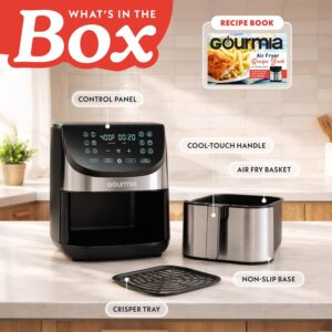 Gourmia Air Fryer - 8 Qt Extra Large Capacity, FryForce360º, Digital Display with 12 Presets, Roast, Bake, Broil, Dehydrate, Dishwasher Safe Accessories, Stainless Steel - Image 6