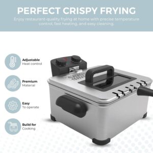 Alpha Living Electric Deep Fryer – 4.5L Deep Fryer with Basket with 2-Quart and 4-Quart Baskets – High-Grade Stainless Steel – Temperature Control and Timer – Ideal for Fried Chicken, Fries - Image 4