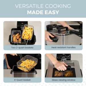 Alpha Living Electric Deep Fryer – 4.5L Deep Fryer with Basket with 2-Quart and 4-Quart Baskets – High-Grade Stainless Steel – Temperature Control and Timer – Ideal for Fried Chicken, Fries - Image 7