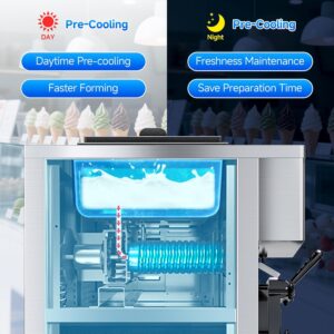 Soft Serve Ice Cream Machine,28 QT/H Yield 2450W Vertical Commercial Ice Cream Machine With 2x6L Hopper 3 Dispensers,LCD Panel Auto Clean Pre-cooling,Frozen Yogurt Maker for Restaurant Snack Bar - Image 4