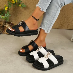 Women Slippers 2026 Fashion Open Toe Flats Luxury Designer Casual Women Sandals Daily Outdoor Comfort Open Toe Flip Flops - Image 2