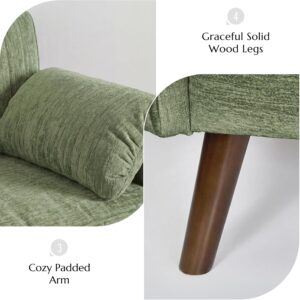 Modern Oversized Accent Reading Chair for Living Room, 43", Chenille, Green | Piping Single Armchair with Quilting Backrest, Padded Arms, Wood Legs for Bedroom, Office, Reception Area - Image 9