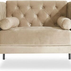 Chesterfield Oversized Accent Chair for Living Room, 38.6", Velvet, Camel | Mid Century Luxury Upholstered Single Reading Armchair with Button Tufted Backrest, 2 Bolster Pillows for Study Bedroom, Club - Image 7
