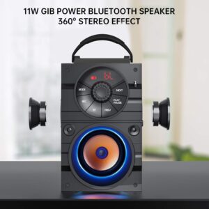 Portable Big Bluetooth Speakers with Light, Wireless with Subwoofer, FM Radio, LED Lights, EQ, Booming Bass, Bluetooth 4.2 Stereo Loud Outdoor/Indoor Retro, for Home, Camping, Travel, Black - Image 3