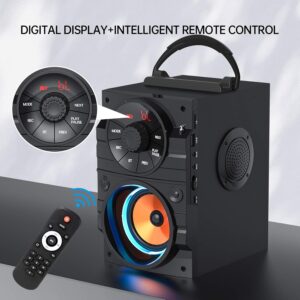 Portable Big Bluetooth Speakers with Light, Wireless with Subwoofer, FM Radio, LED Lights, EQ, Booming Bass, Bluetooth 4.2 Stereo Loud Outdoor/Indoor Retro, for Home, Camping, Travel, Black - Image 5