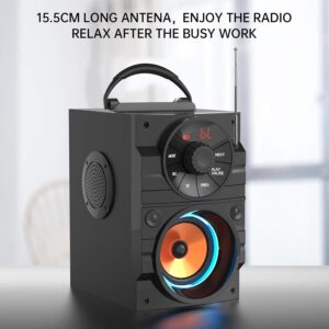 Portable Big Bluetooth Speakers with Light, Wireless with Subwoofer, FM Radio, LED Lights, EQ, Booming Bass, Bluetooth 4.2 Stereo Loud Outdoor/Indoor Retro, for Home, Camping, Travel, Black - Image 7