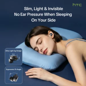 HTC NE92 Sleep Earbuds Wireless Bluetooth Earphones Comfortable To Wear Headphones 50Hrs Playback Low Latency Clear Sound Qualit - Image 3