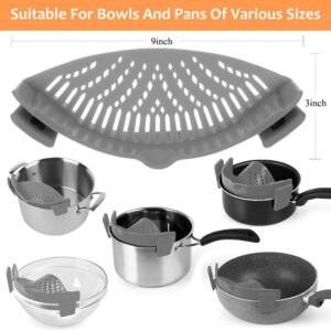 YEVIOR Clip on Strainer for All Pots Pan,Silicone Pasta Strainer | Food-grade BPA-free,Kitchen Gadgets, Food Strainer Collapsible Colander for Noodle,Vegetables,Fruit,Spaghetti (Grey) - Image 6