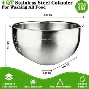 Rice Washer Strainer Bowl, 4 QT Stainless Steel Colander with Side Drainer | Colander For Kitchen | 2 mm Fine Mesh | Drains Fast | Dishwasher Safe | Washing Rice, Vegetables, Fruits, Pasta - Image 6