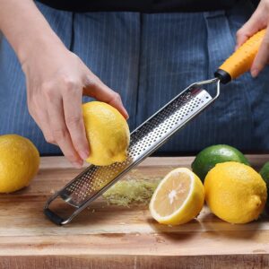 Deiss PRO Citrus Lemon Zester & Cheese Grater — Parmesan Cheese, Lemon, Ginger, Garlic, Nutmeg, Chocolate, Vegetables, Fruits - Razor-Sharp Stainless Steel Blade + Protect Cover - Dishwasher Safe - Image 4