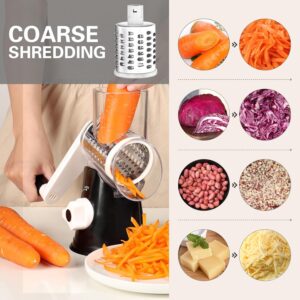 Cambom Rotary Cheese Grater Hand Crank Cheese Shredder, Black | for Fresh Cheese, Vegetable, Nuts,Non-slip Suction Base, Three Blades - Image 4