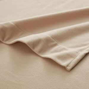 Flannel Sheets Warm and Cozy Deep Pocket Breathable All Season Bedding Set with Fitted, Flat and Pillowcases, Queen, Beige - Image 3