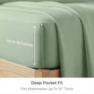 Mellanni Cotton Flannel Sheet Set | Double Brushed for Added Softness & Comfort - Deep Pocket Fitted Sheet up to 16" 4 Piece Set (Queen, Sage) - Image 4